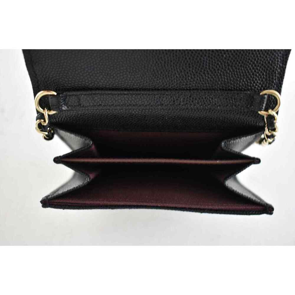 Chanel 22C Black Caviar Mini Wallet On Chain Gold Card Shoulder Crossbody Bag - Picture 9 of 10